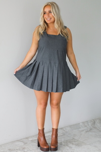 Wise Decisions Mini Dress: Charcoal