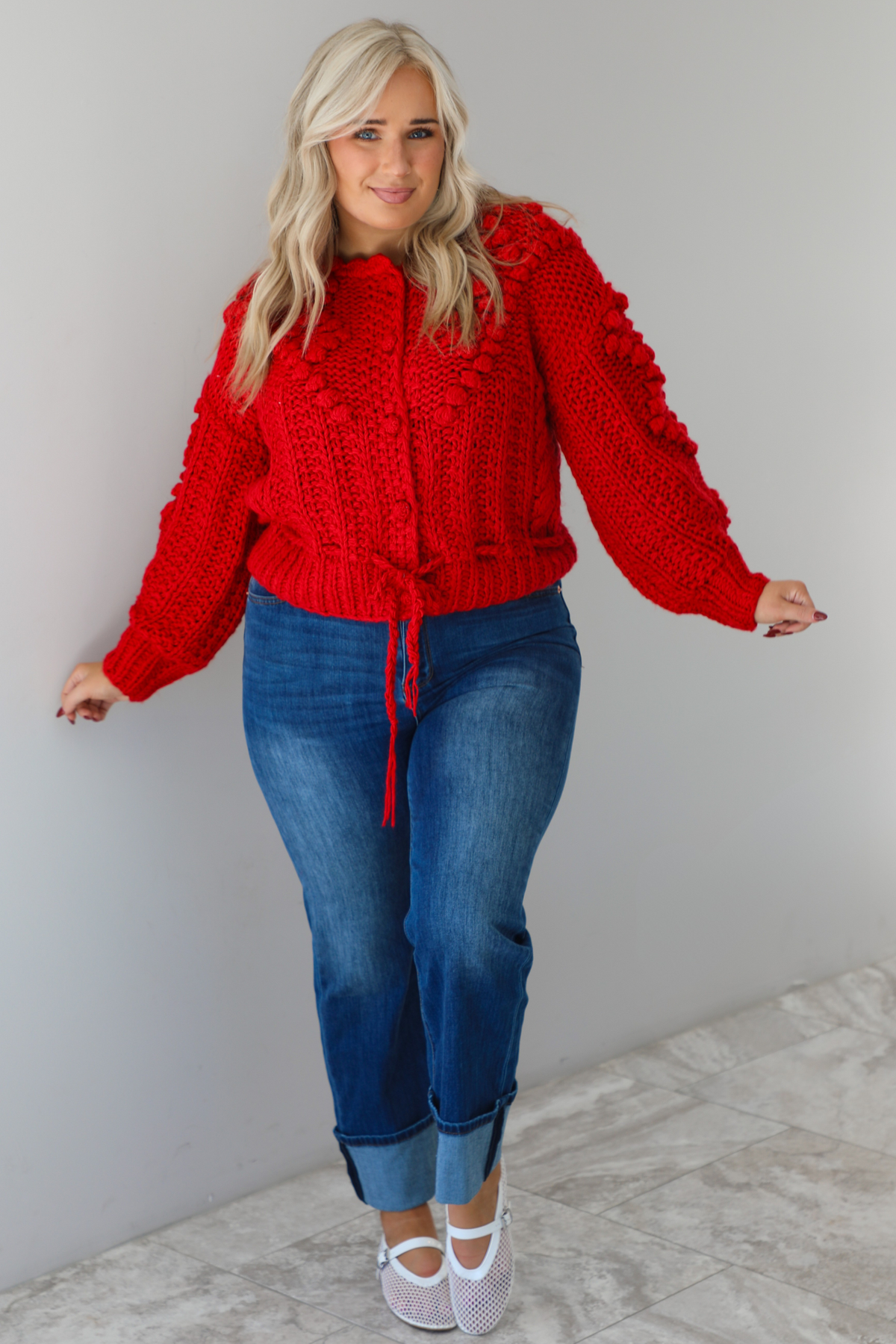 A Little Joy Cardigan: Red