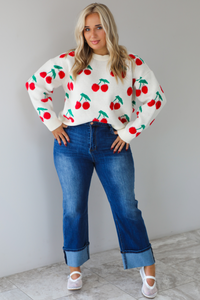 Cherry On Top Sweater: White/Multi