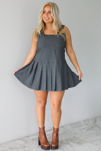 Wise Decisions Mini Dress: Charcoal