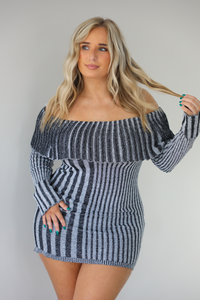 Daytime Dreams Sweater Dress: Black/White