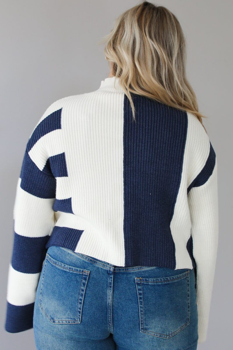 Follow Me Sweater: Navy/White