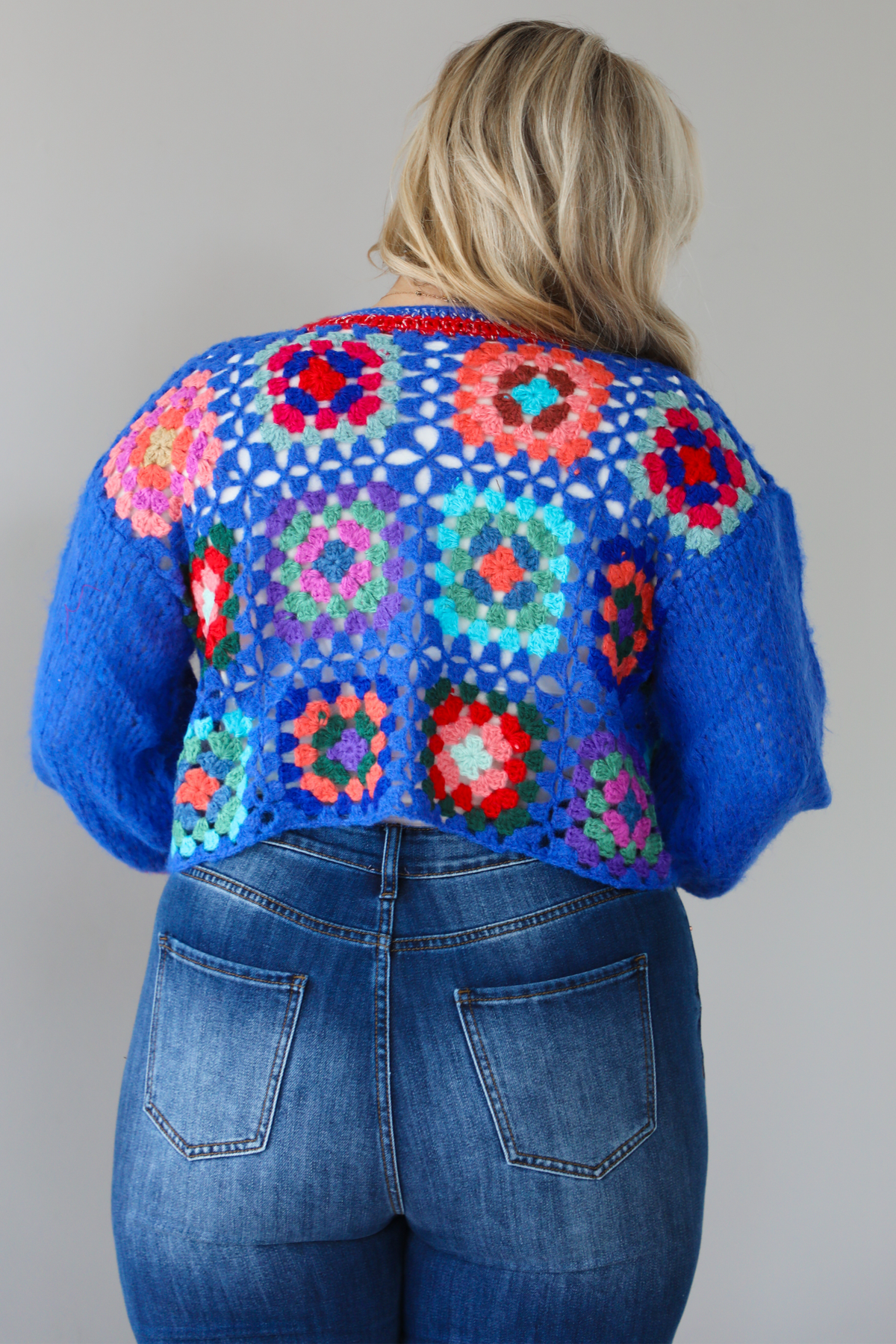 Call Me Crochet Cardigan: Blue/Multi