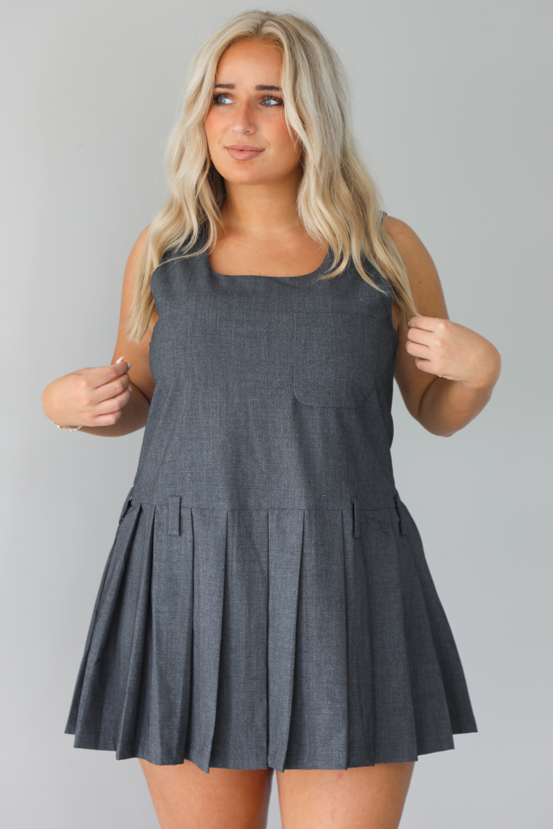 Wise Decisions Mini Dress: Charcoal