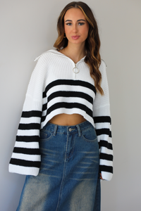 Crisp And Cozy Sweater: White/Black