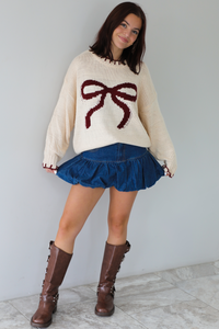 Feeling Like Love Sweater: Tan/Burgundy