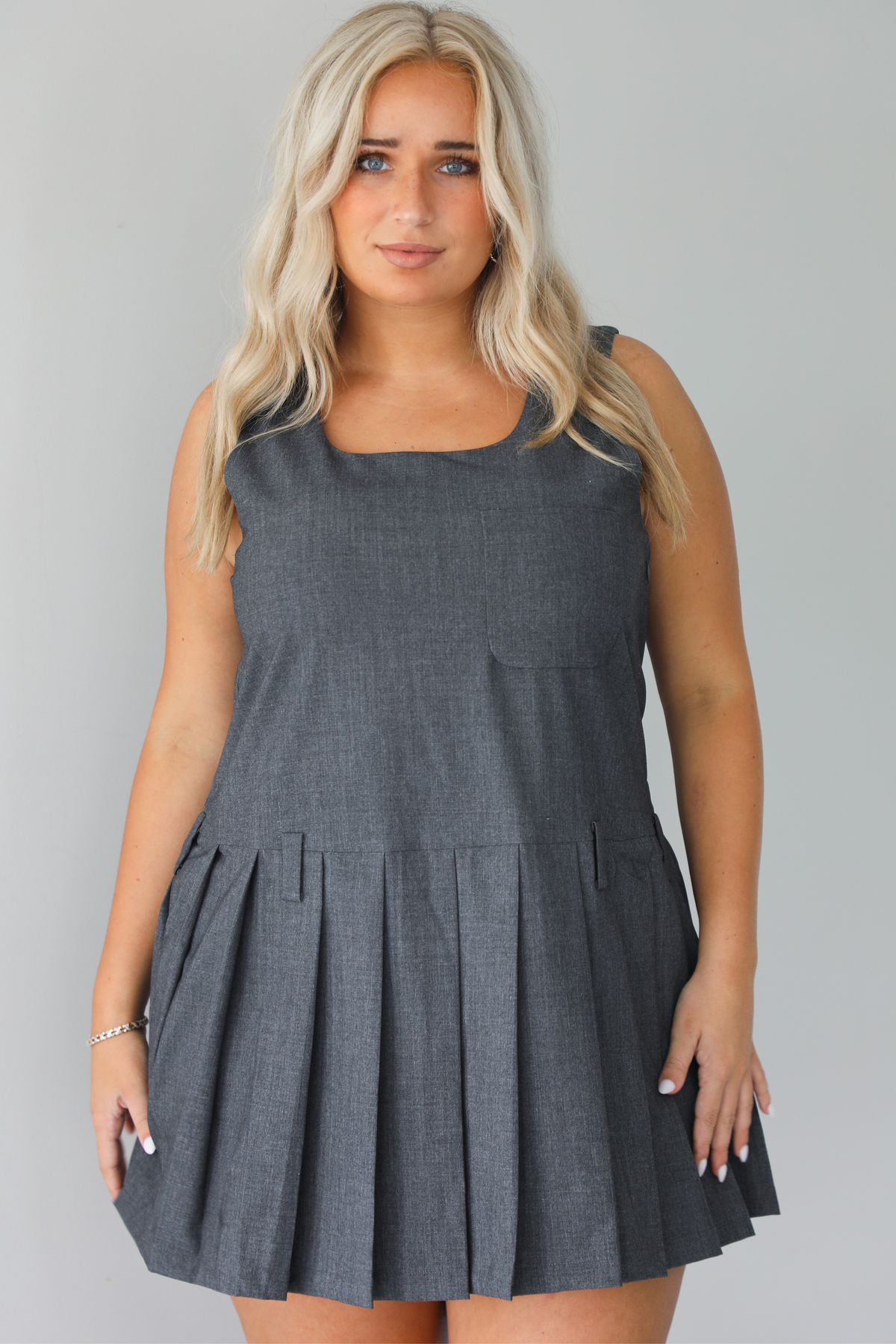 Wise Decisions Mini Dress: Charcoal