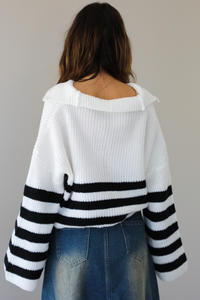 Crisp And Cozy Sweater: White/Black