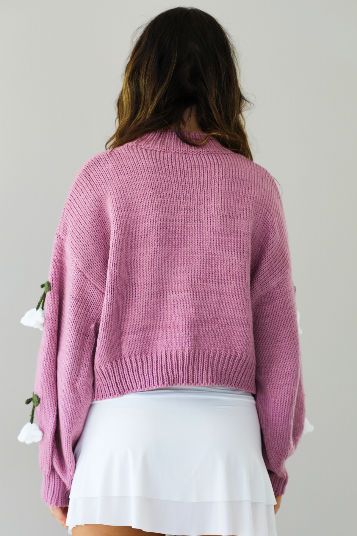 Pretty Flowers Sweater: Mauve/Multi