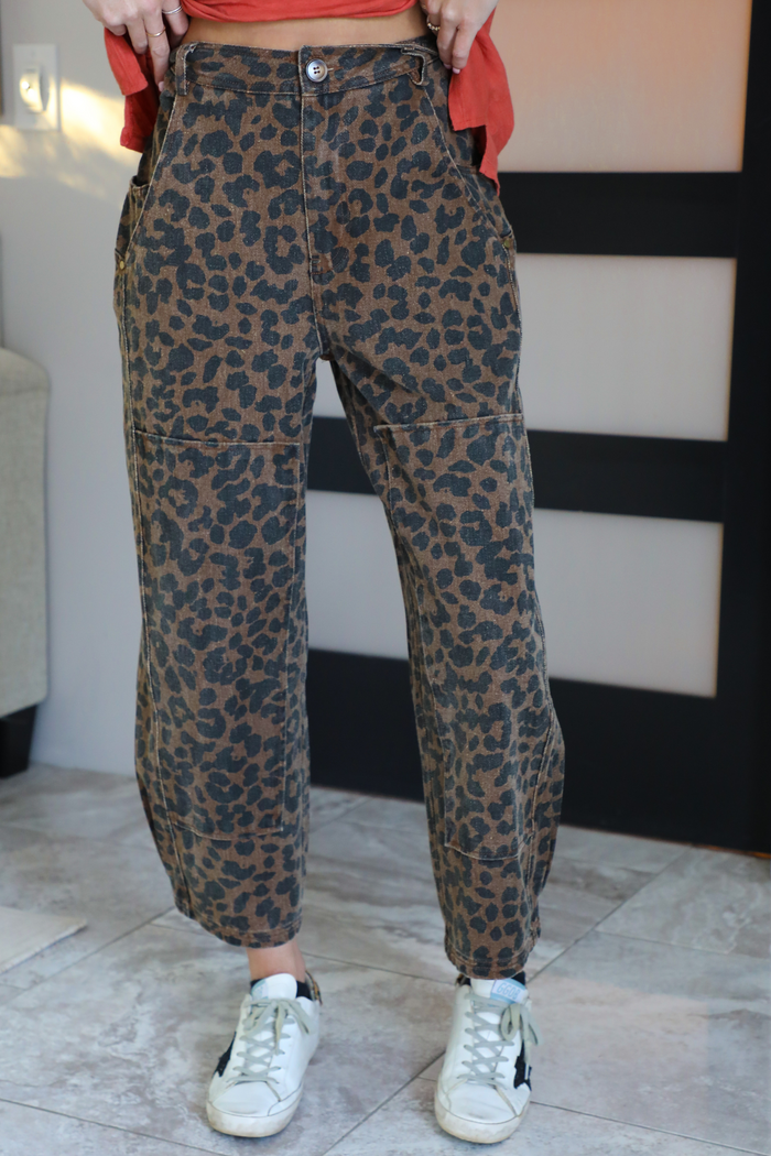 Lysandra Barrel-Style Denim: Leopard