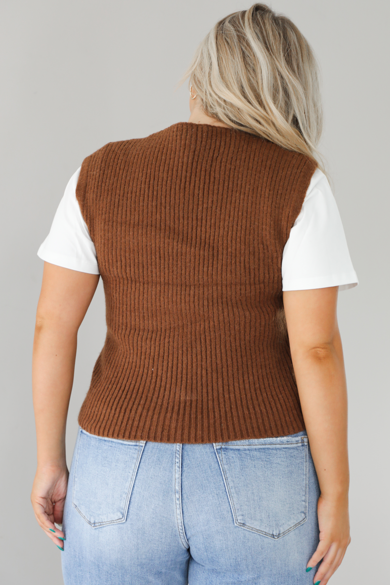 Vermont Bound Sweater Vest Set: Brown/White