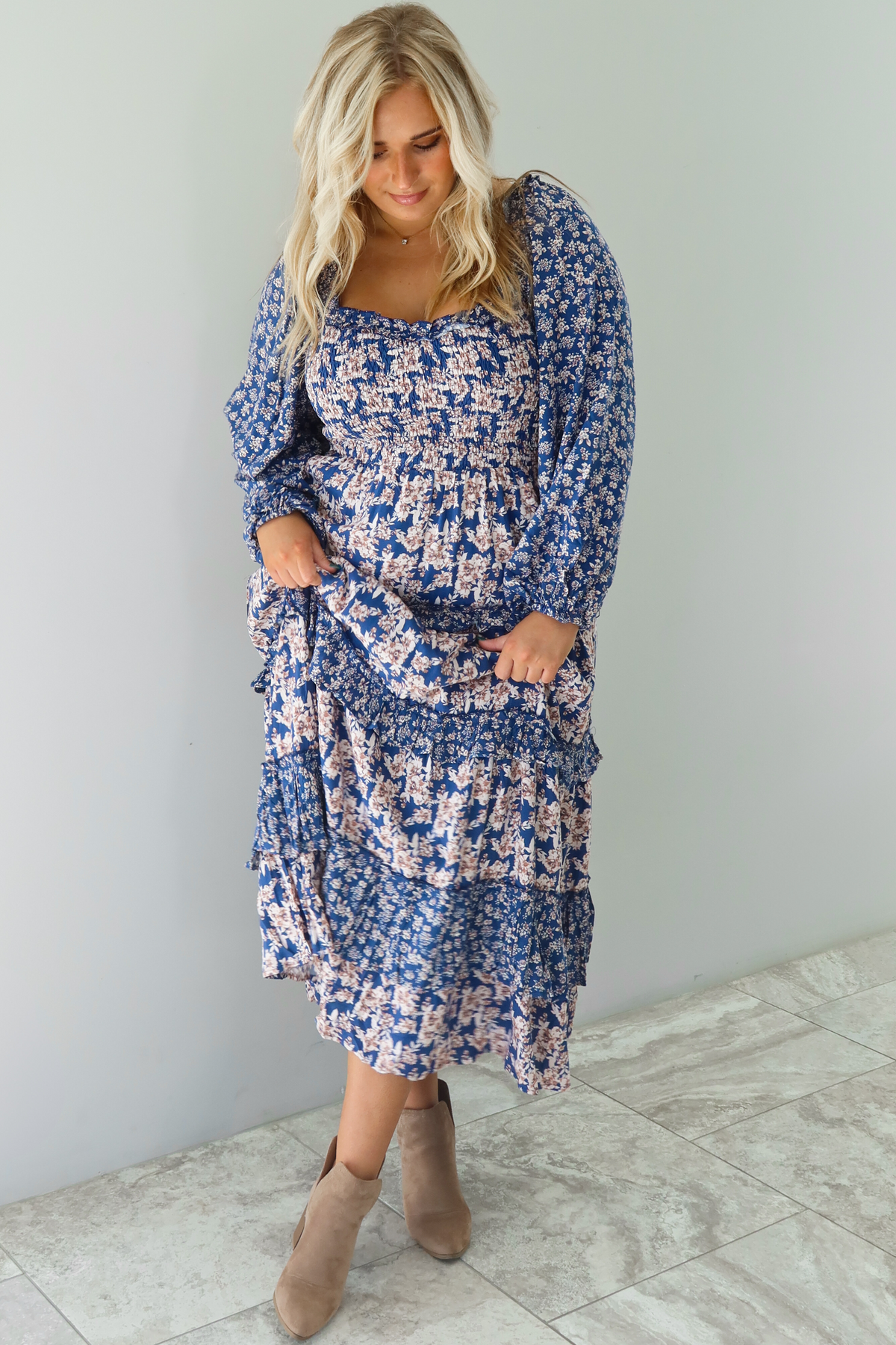 Totally Worth It Midi Dress: Navy/Multi