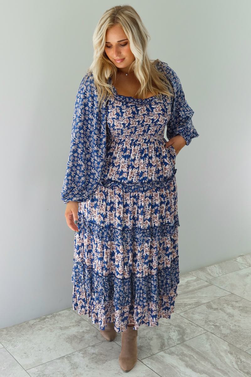 Totally Worth It Midi Dress: Navy/Multi