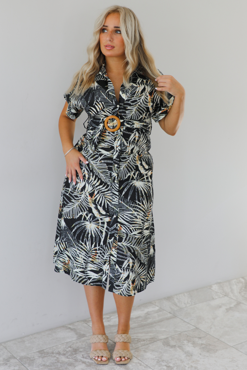 Look Forward To Fun Midi Dress: Black/Multi