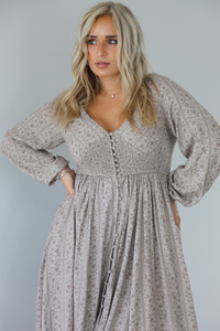 Breaking Free Maxi Dress: Taupe/Multi