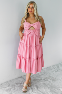 Brunch In Berlin Cut Out Bow Maxi Dress: Dusty Pink