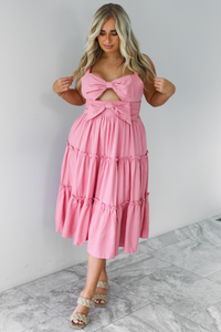 Brunch In Berlin Cut Out Bow Maxi Dress: Dusty Pink