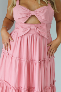 Brunch In Berlin Cut Out Bow Maxi Dress: Dusty Pink