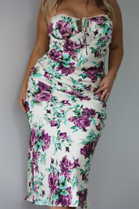 Autumn Florals Midi Dress: White/Multi