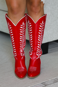 Broadway Girl Boots: Red/White