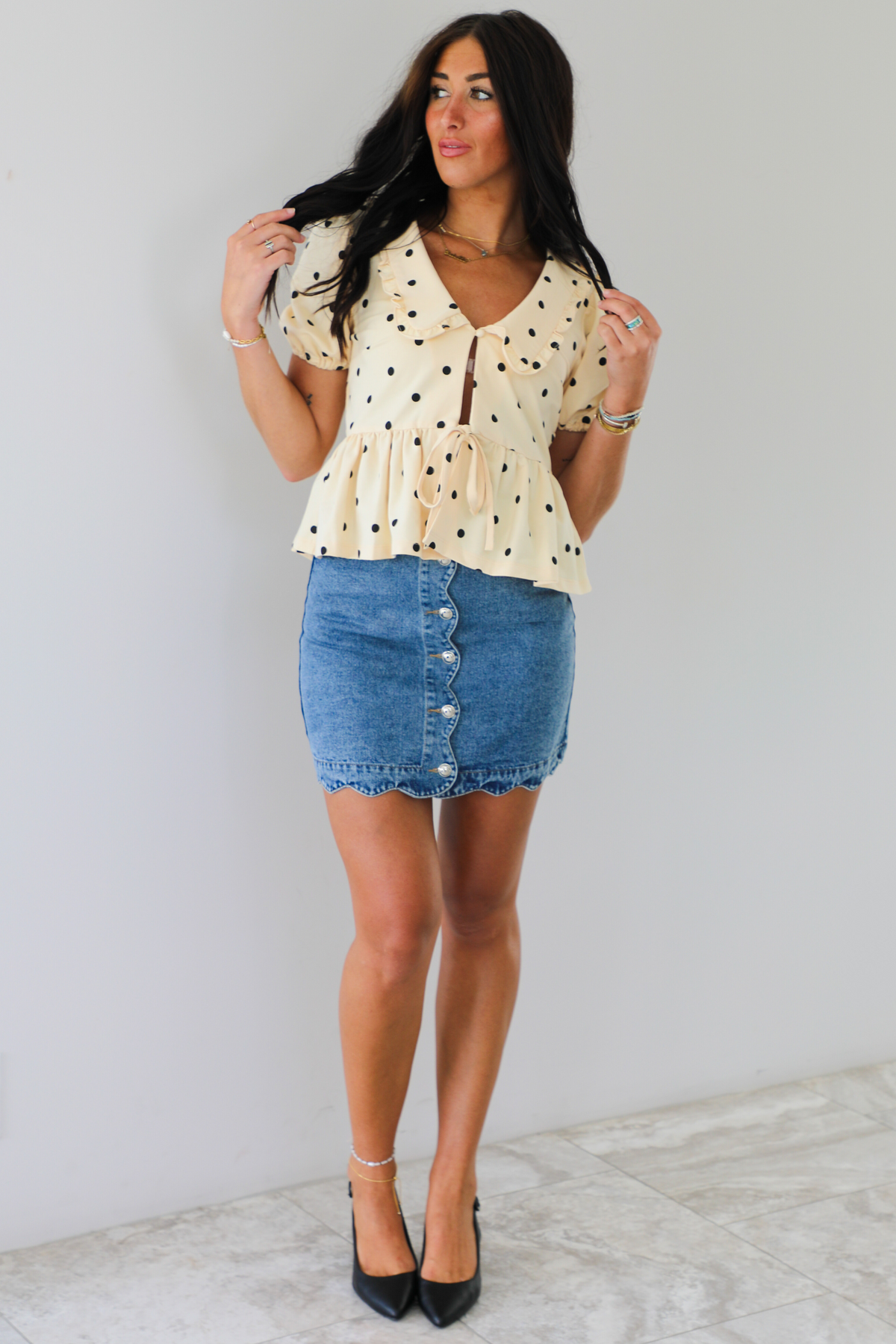 Girly Girl Top: Cream/Black