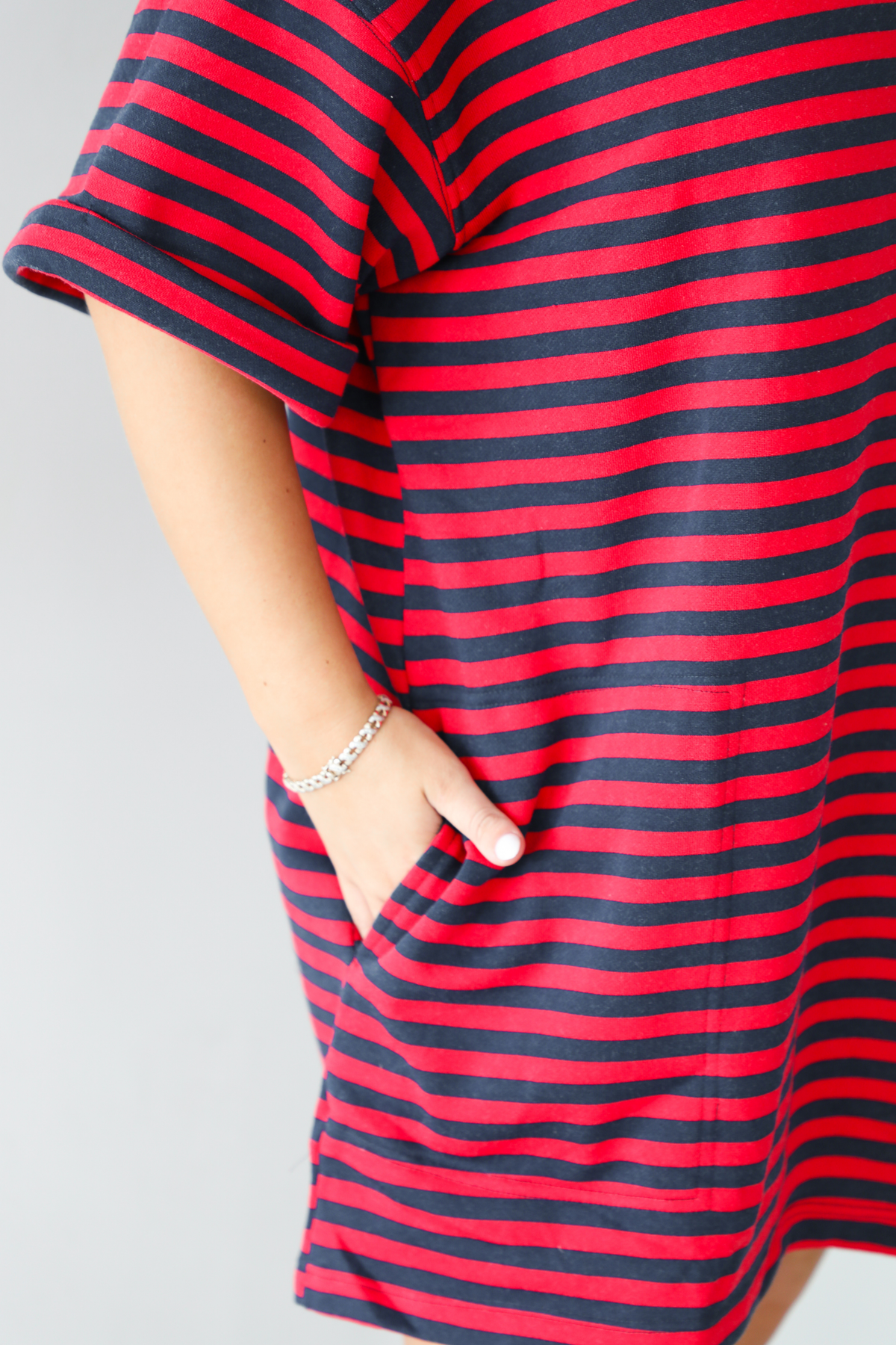 RESTOCK: Easy Does It Tunic: Red/Navy