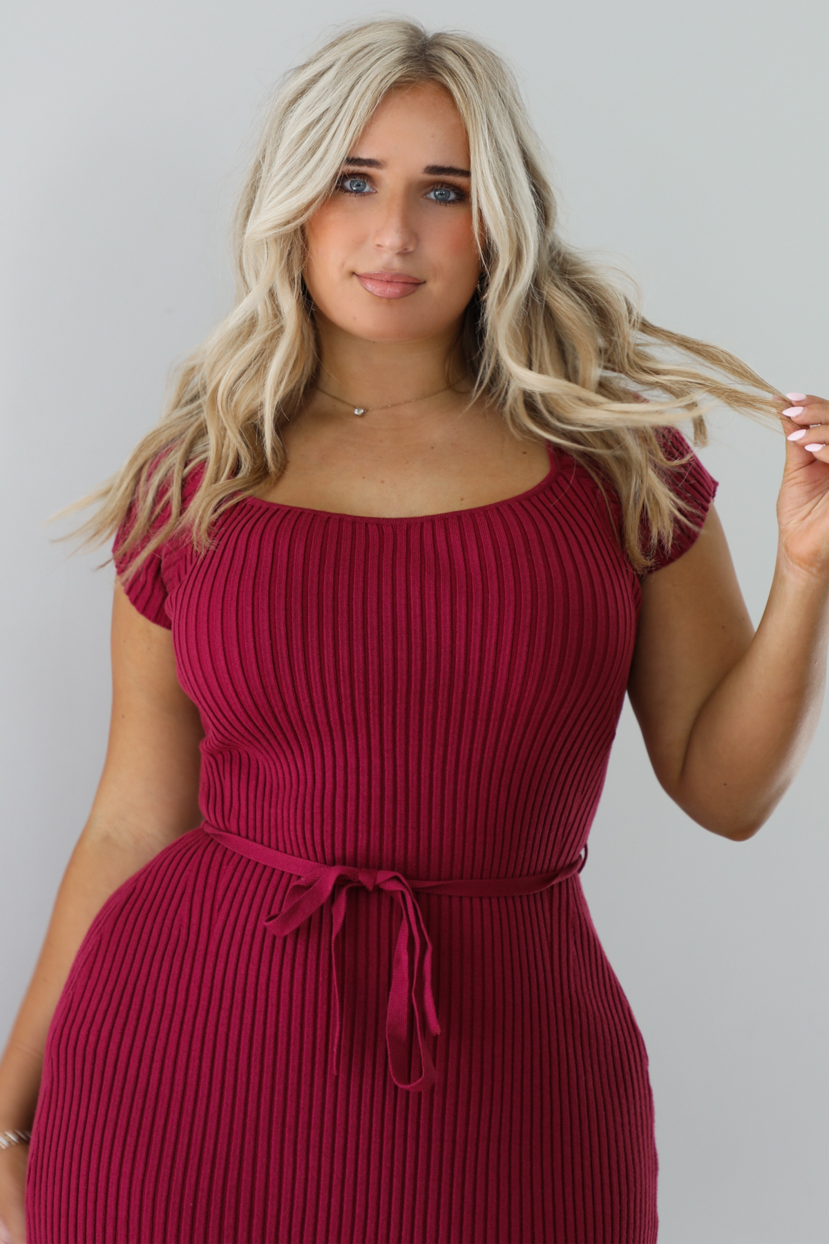 From The Start Midi Dress: Burgundy