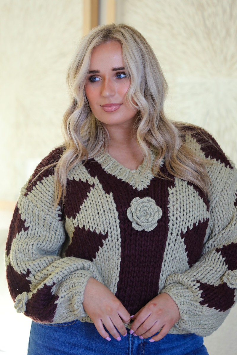 In The Details Sweater: Olive/Brown