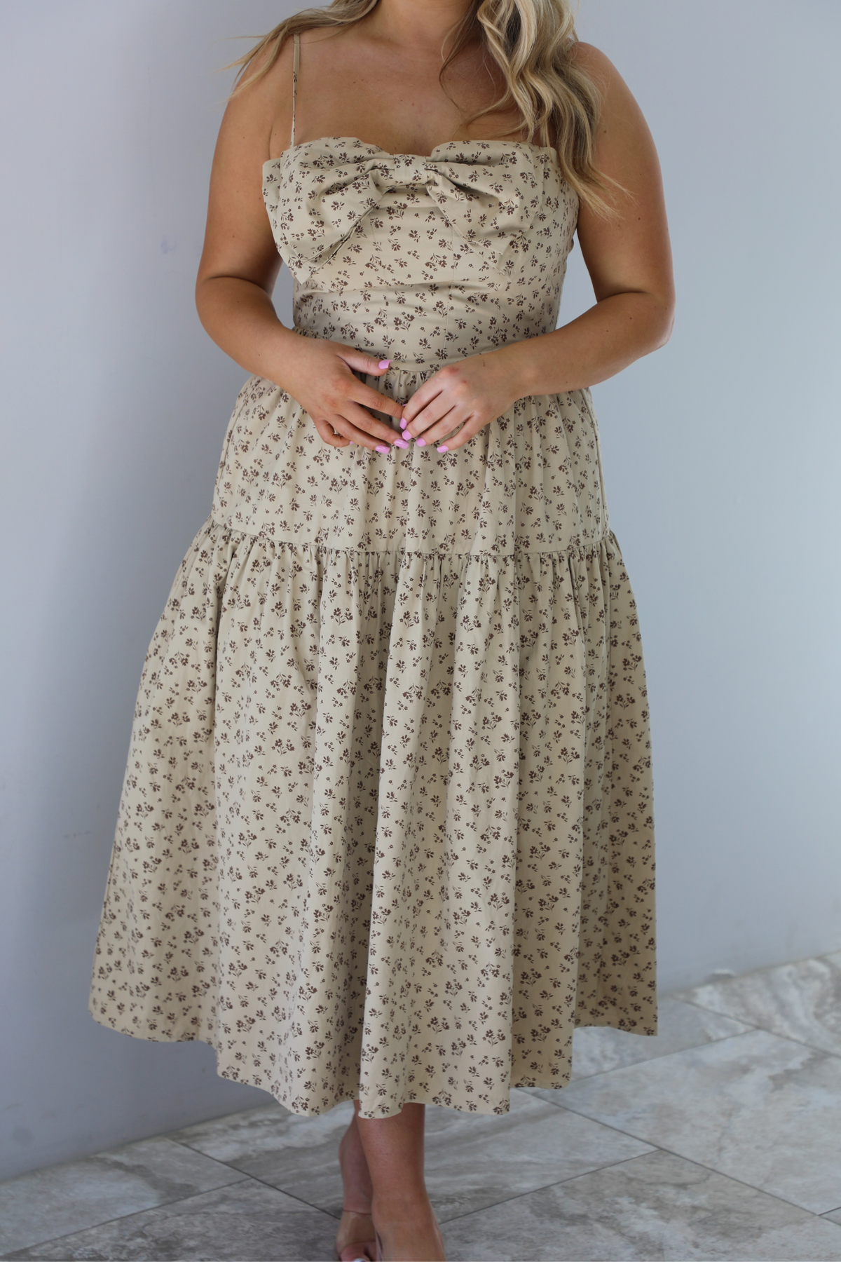 Ready For Spring Midi Dress: Sand/Taupe