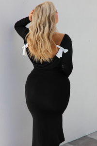 Elegant Beauty Midi Dress: Black/White