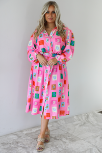 Going On The Move Midi Dress: Pink/Multi