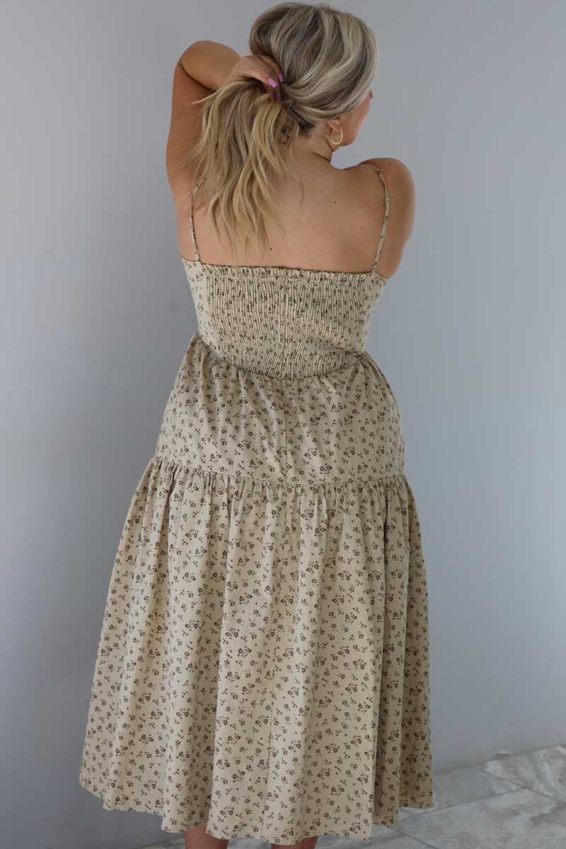 Ready For Spring Midi Dress: Sand/Taupe