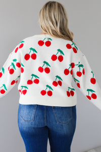 Cherry On Top Sweater: White/Multi