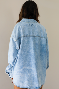 Change Of Plans Button-Down Top: Light Denim