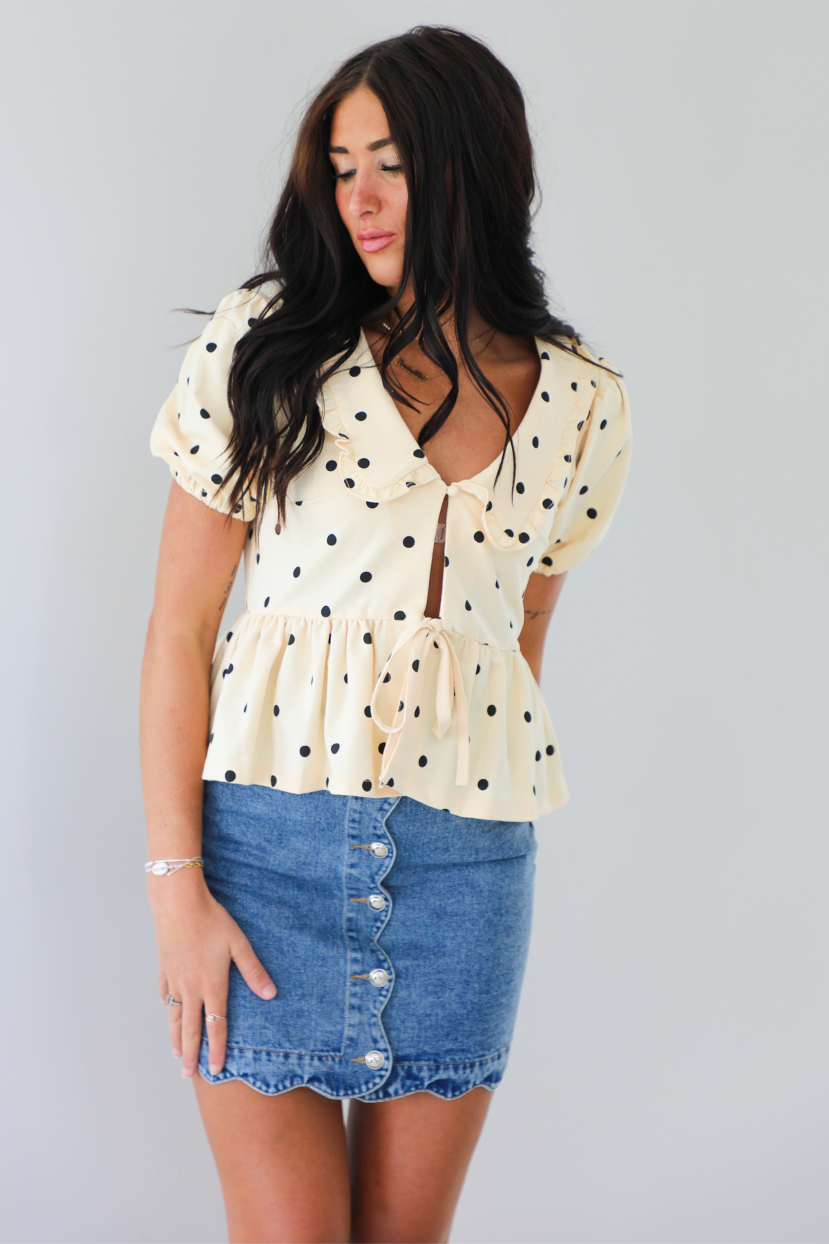 Girly Girl Top: Cream/Black