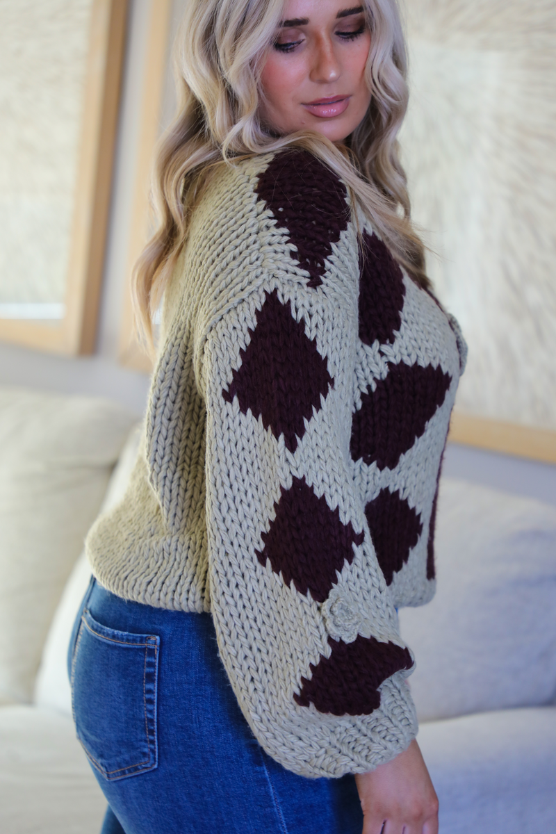 In The Details Sweater: Olive/Brown