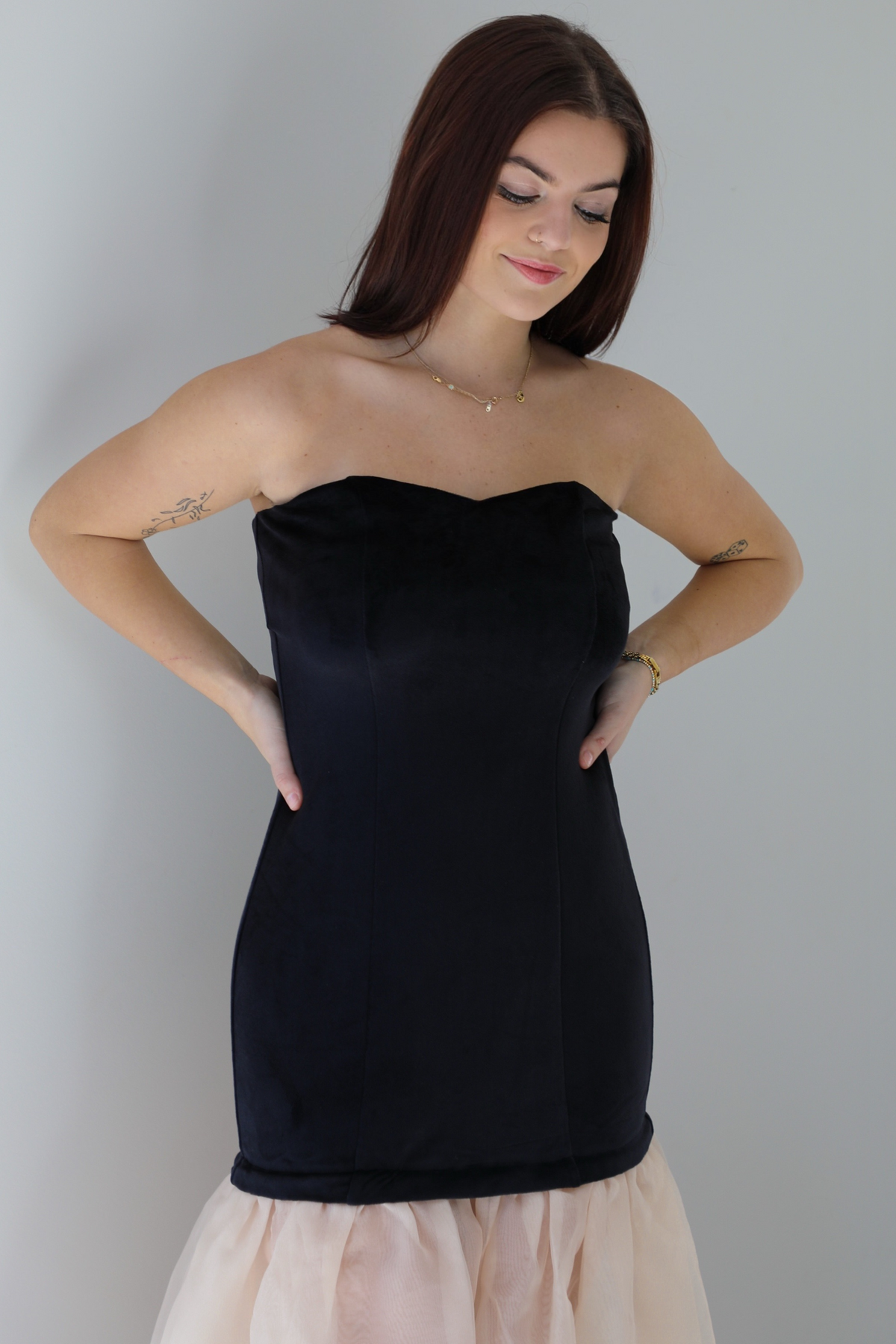 Main Event Maxi Dress: Black/Champagne