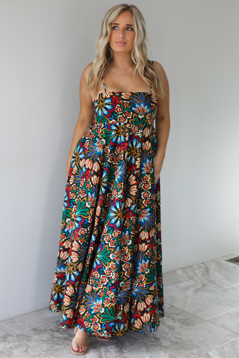 Look Around Maxi Dress: Black/Multi