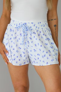 Sunlit Stroll Shorts: Ivory/Blue