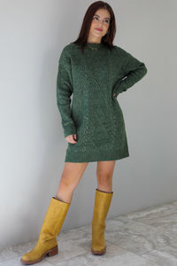 Fresh Take Sweater Dress: Olive