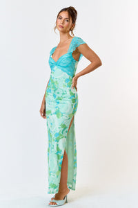 Pretty In Paradise Maxi Dress: Green/Blue