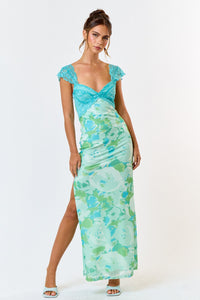 Pretty In Paradise Maxi Dress: Green/Blue