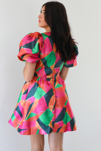 PRE-ORDER: Blooming Romance Bow Mini Flair Dress: Pink/Multi